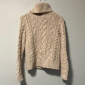 Banana Republic Cozy Cable Knit Recycled Wool Sweater - Cream